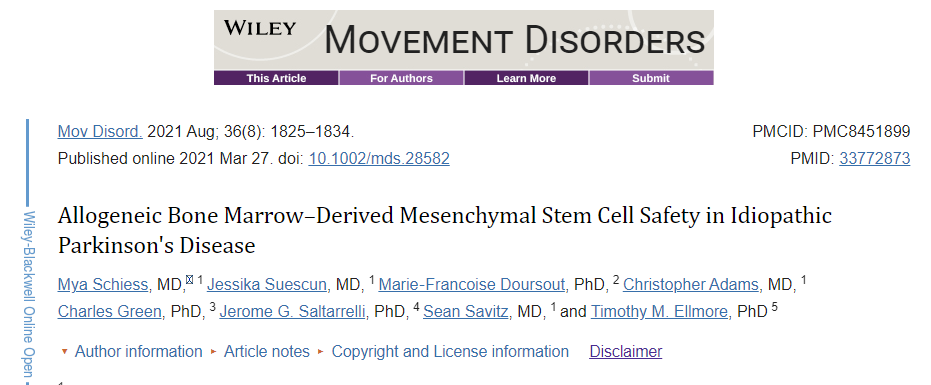 美國麥戈文醫學(xué)院：干細胞治療帕金森病安全、有效！