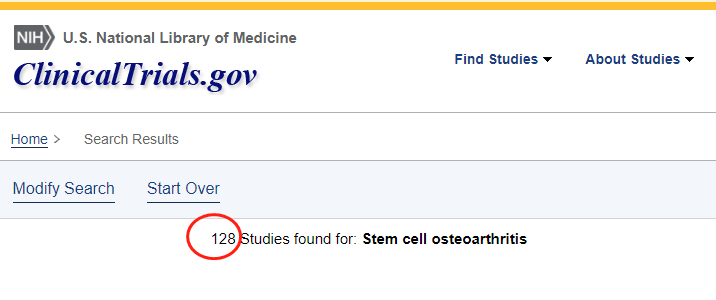 干細胞治療骨關(guān)節炎療法的臨床試驗數量