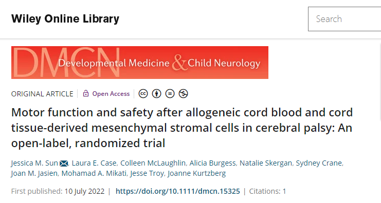 美國杜克大學(xué):臍帶血和臍帶間充質(zhì)干細胞治療腦癱后的運動(dòng)功能和安全性研究 美國杜克大學(xué):臍帶血和臍帶間充質(zhì)干細胞治療腦癱后的運動(dòng)功能和安全性研究