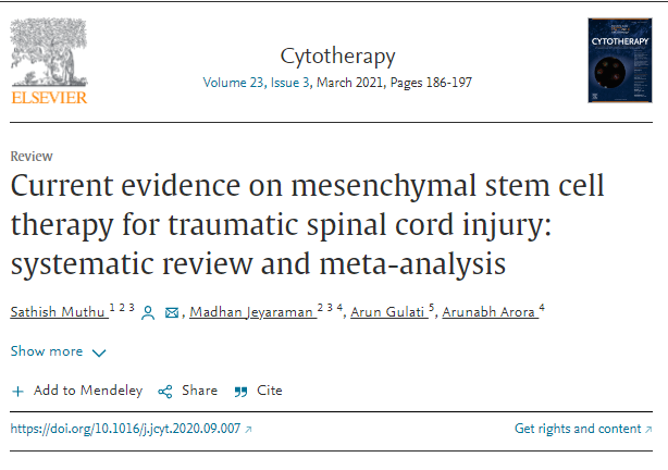 間充質(zhì)干細胞治療創(chuàng  )傷性脊髓損傷的當前證據