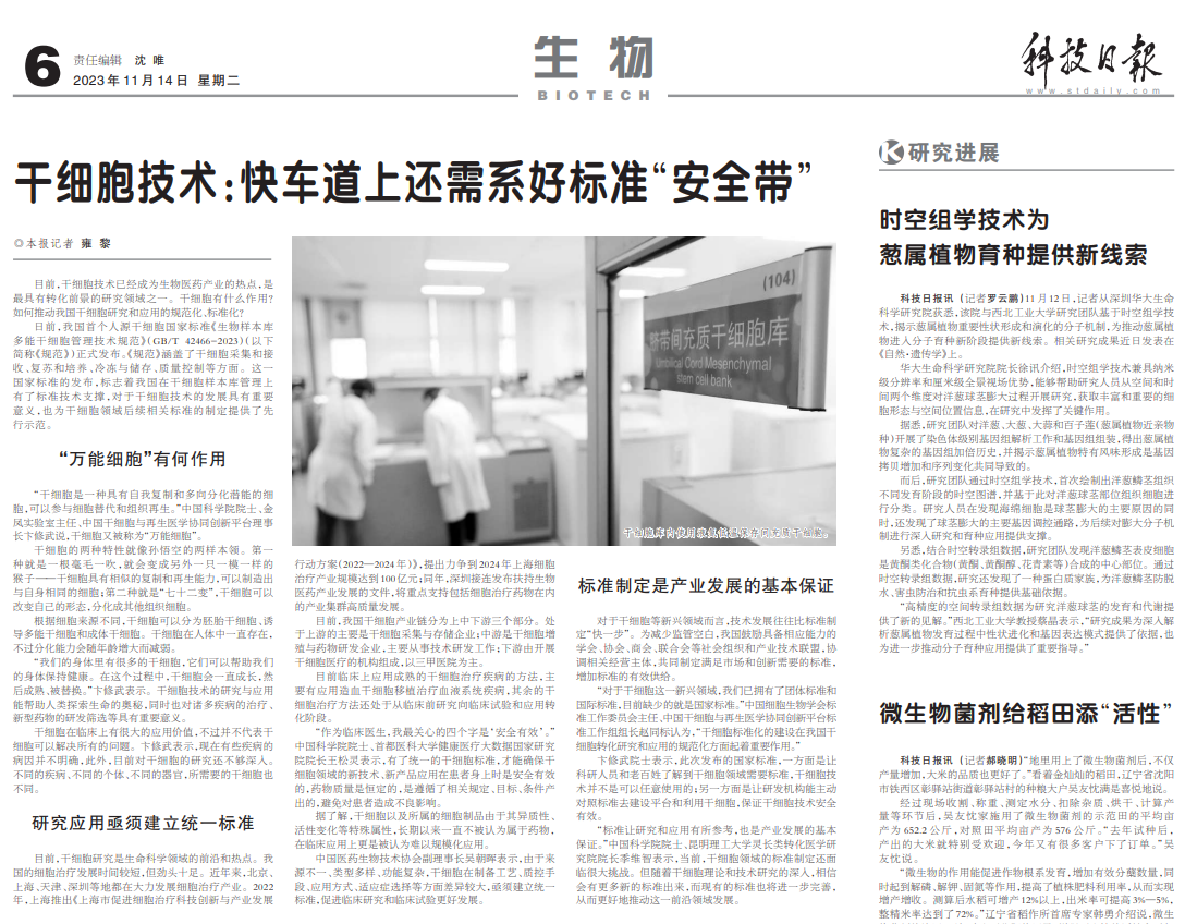 科技日報 | 干細胞技術(shù)：快車(chē)道上還需系好標準“安全帶”