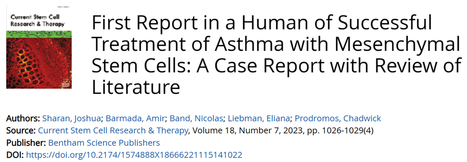人類(lèi)間充質(zhì)干細胞成功治療哮喘的首次報道：一例文獻回顧報告