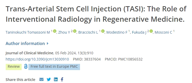 經(jīng)動(dòng)脈干細胞注射（TASI）：介入放射學(xué)在再生醫學(xué)中的作用