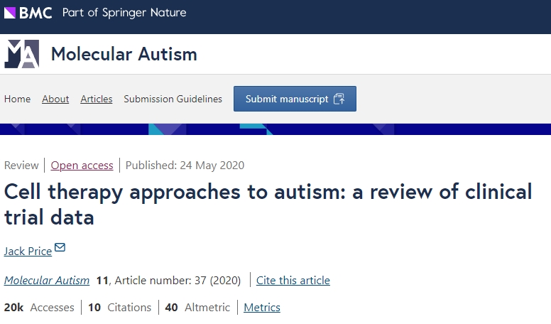 自閉癥的細胞治療方法：臨床試驗數據回顧