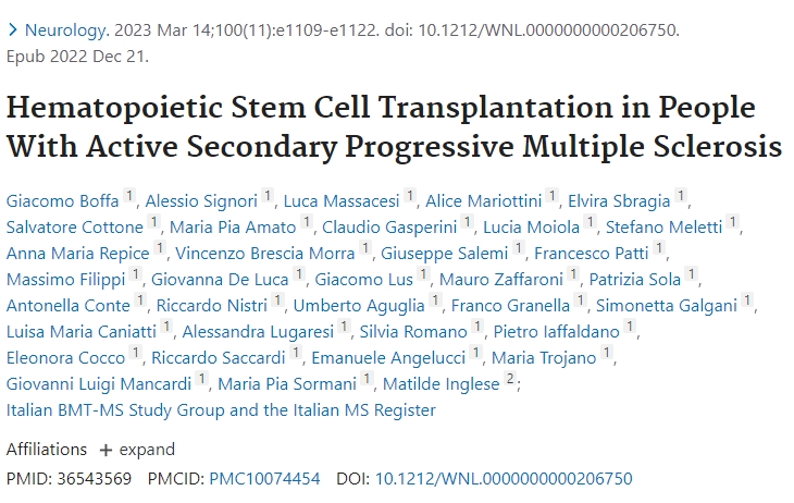 神經(jīng)病學(xué)：活動(dòng)性繼發(fā)性進(jìn)行性多發(fā)性硬化癥患者的造血干細胞移植