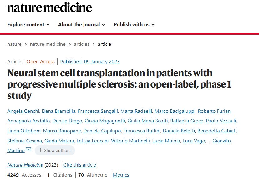 進(jìn)行性多發(fā)性硬化癥患者的神經(jīng)干細胞移植：一項開(kāi)放標簽、I 期研究
