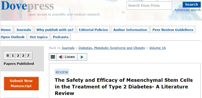間充質(zhì)干細胞治療Ⅱ型糖尿病的安全性和有效性相關(guān)綜述