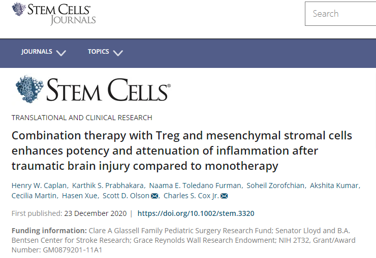 與單一療法相比，Treg 和間充質(zhì)基質(zhì)細胞的聯(lián)合療法可增強創(chuàng  )傷性腦損傷后的炎癥效力和減輕炎癥
