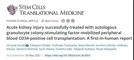 利用自體干細胞移植成功治療急性腎損傷患者的研究。