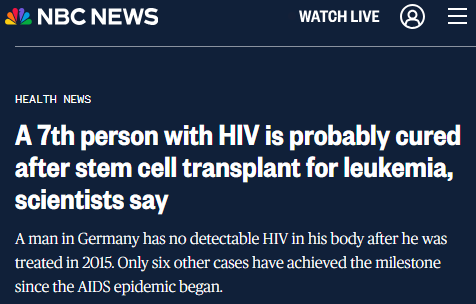 科學(xué)家稱(chēng)第七名艾滋病患者可能在接受白血病干細胞移植后治愈