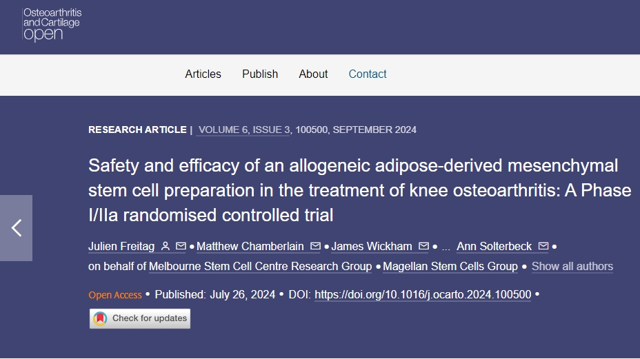 同種異體脂肪間充質(zhì)干細胞制劑治療膝關(guān)節骨關(guān)節炎的安全性和有效性:I/IIa 期隨機對照試驗 同種異體脂肪間充質(zhì)干細胞制劑治療膝關(guān)節骨關(guān)節炎的安全性和有效性:I/IIa 期隨機對照試驗