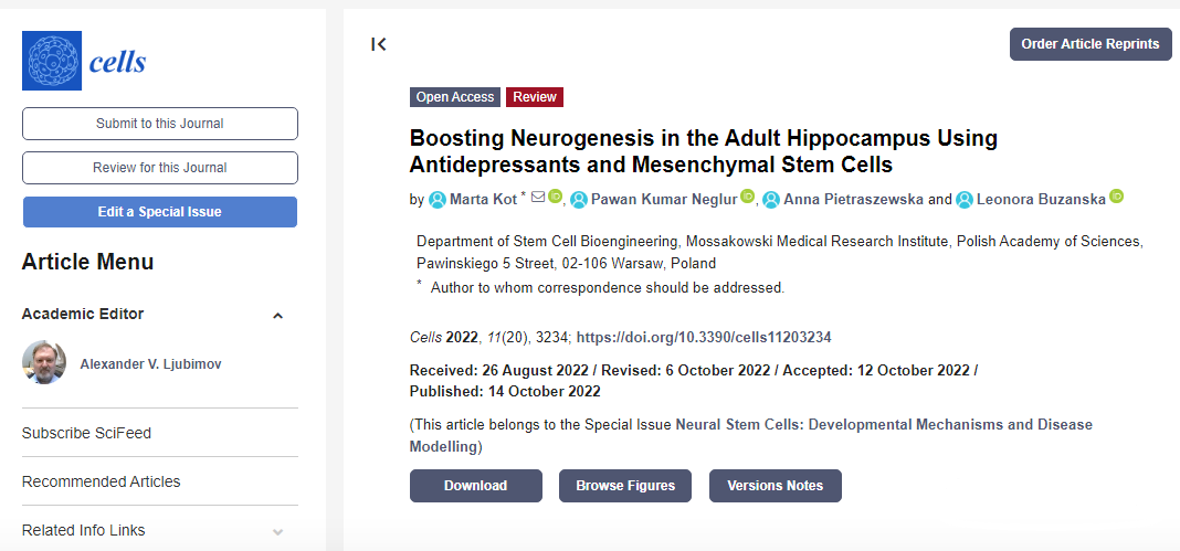 利用抗抑郁藥和間充質(zhì)干細胞促進(jìn)成年海馬的神經(jīng)發(fā)生