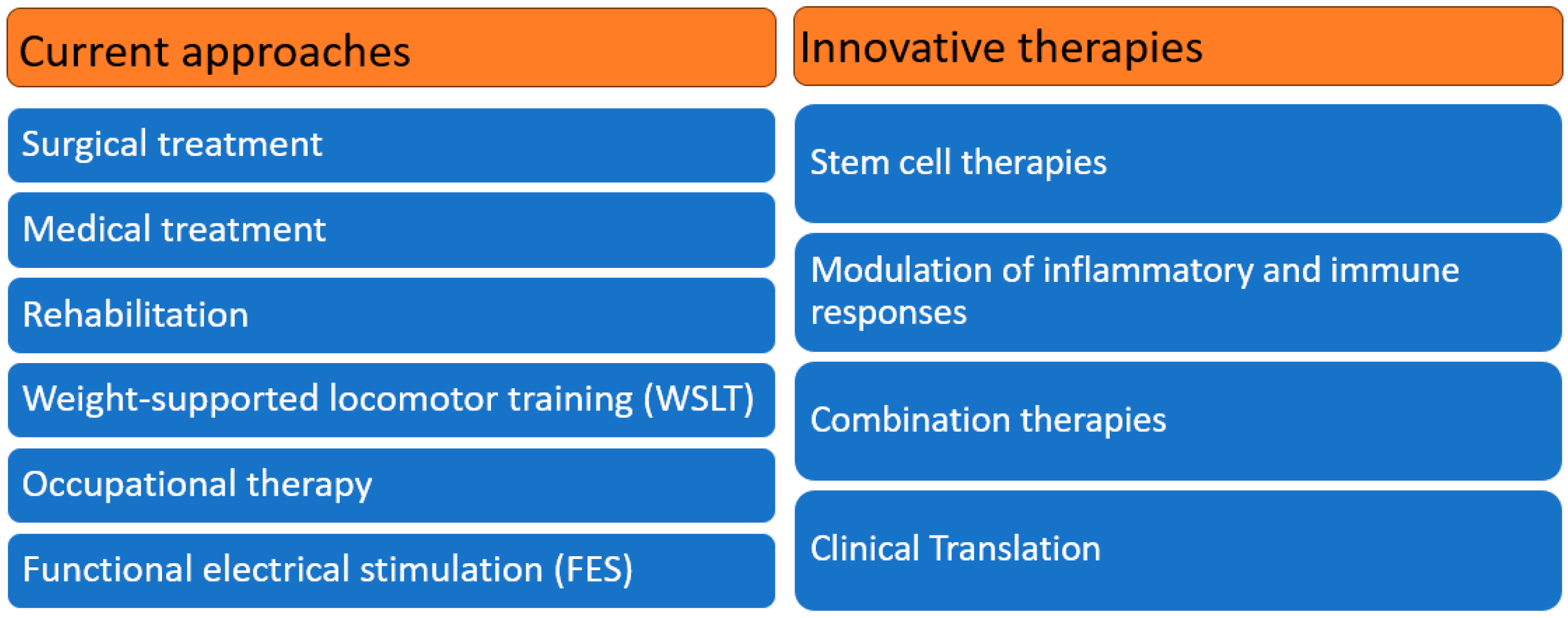 圖1：中樞神經(jīng)系統損傷的現行方法和創(chuàng  )新療法的治療策略。