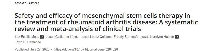 《間充質(zhì)干細胞治療類(lèi)風(fēng)濕關(guān)節炎疾病的安全性和有效性：臨床試驗的系統評價(jià)和薈萃分析》