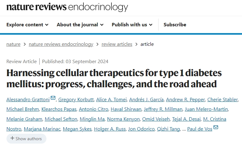 利用細胞療法治療 1 型糖尿?。哼M(jìn)展、挑戰和未來(lái)之路
