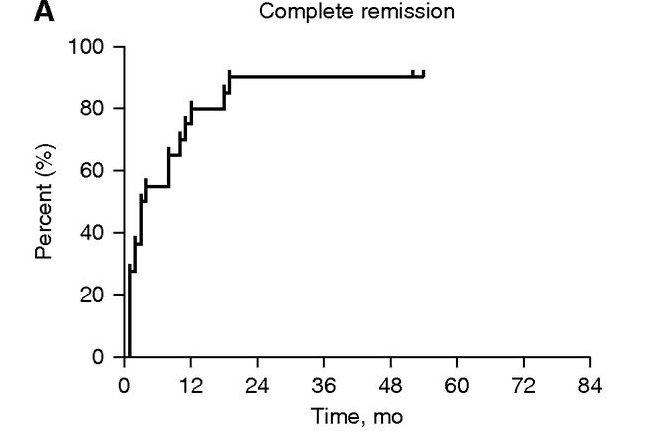 隊列中患者的完全緩解、腎臟存活（見(jiàn)圖3A，圖3B）