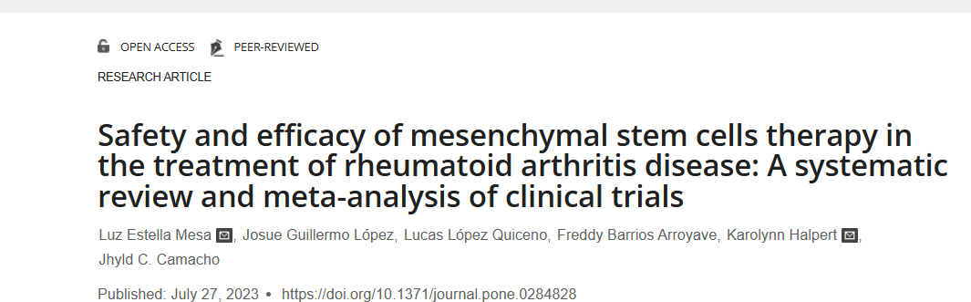 《間充質(zhì)干細胞治療類(lèi)風(fēng)濕關(guān)節炎疾病的安全性和有效性:臨床試驗的系統評價(jià)和薈萃分析》 《間充質(zhì)干細胞治療類(lèi)風(fēng)濕關(guān)節炎疾病的安全性和有效性:臨床試驗的系統評價(jià)和薈萃分析》