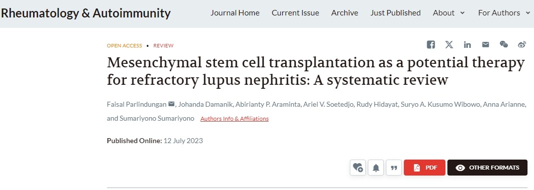 間充質(zhì)干細胞移植作為難治性狼瘡性腎炎的潛在治療方法：系統評價(jià)