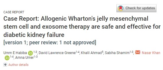 病例報告：同種異體華通氏膠間充質(zhì)干細胞和外泌體療法對糖尿病腎衰竭安全有效