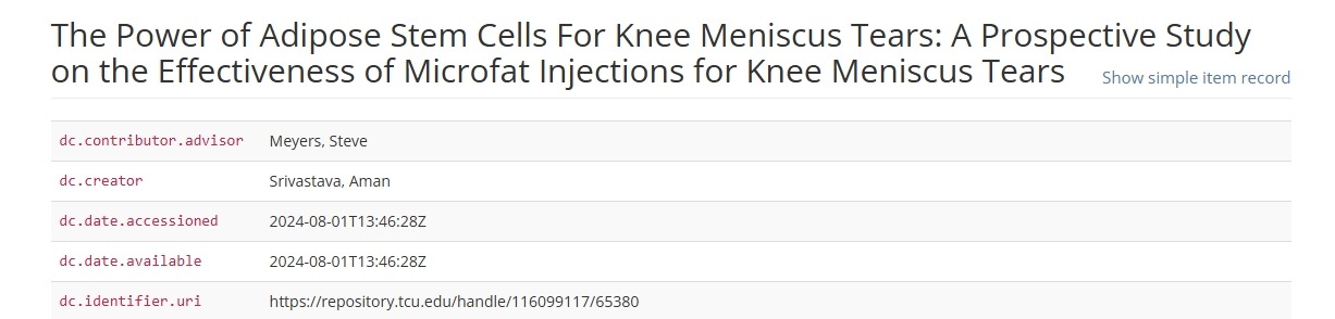 脂肪干細胞對膝關(guān)節半月板撕裂的作用:微脂肪注射治療膝關(guān)節半月板撕裂效果的前瞻性研究 脂肪干細胞對膝關(guān)節半月板撕裂的作用:微脂肪注射治療膝關(guān)節半月板撕裂效果的前瞻性研究