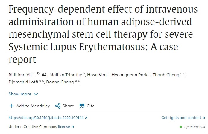 靜脈注射人類(lèi)脂肪間充質(zhì)干細胞治療重度系統性紅斑狼瘡的頻率依賴(lài)性效應：病例報告