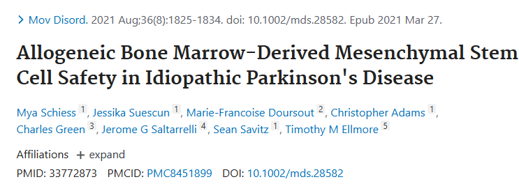 《同種異體骨髓間充質(zhì)干細胞在特發(fā)性帕金森病中的安全性》