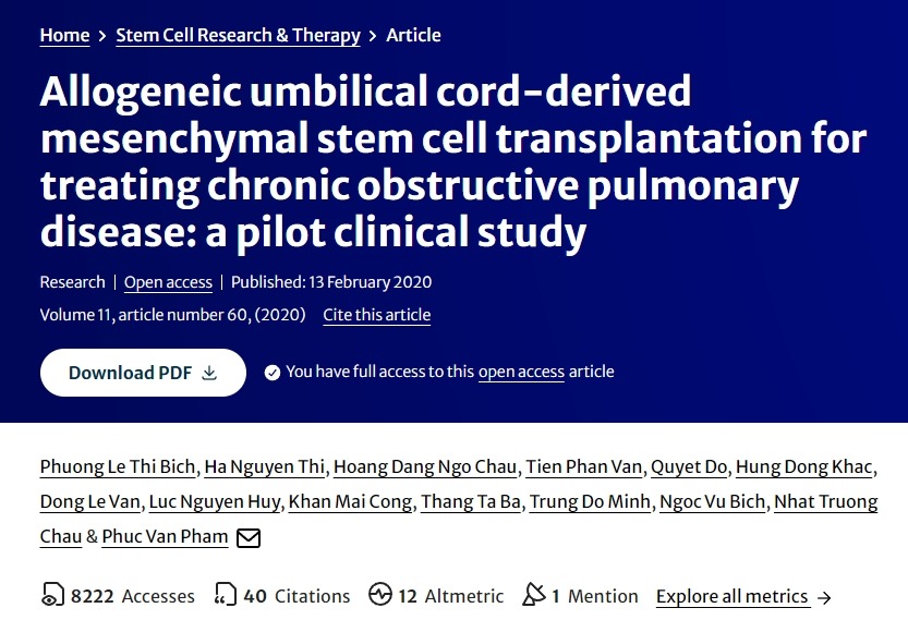 同種異體臍帶間充質(zhì)干細胞移植治療慢性阻塞性肺?。阂豁棾醪脚R床研究