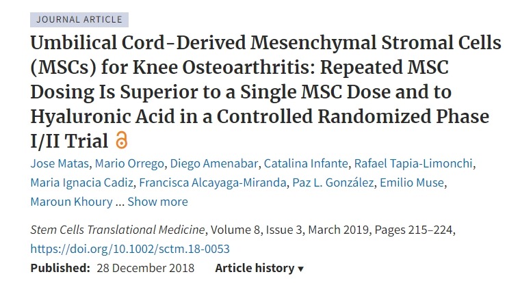 臍帶來(lái)源的間充質(zhì)基質(zhì)細胞 (MSC) 治療膝關(guān)節骨關(guān)節炎
