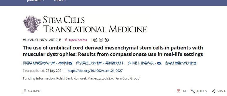 2021年干細胞治療肌肉萎縮癥臨床案例