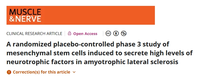 誘導間充質(zhì)干細胞分泌高水平神經(jīng)營(yíng)養因子治療肌萎縮性脊髓側索硬化癥的第3期隨機安慰劑對照研究
