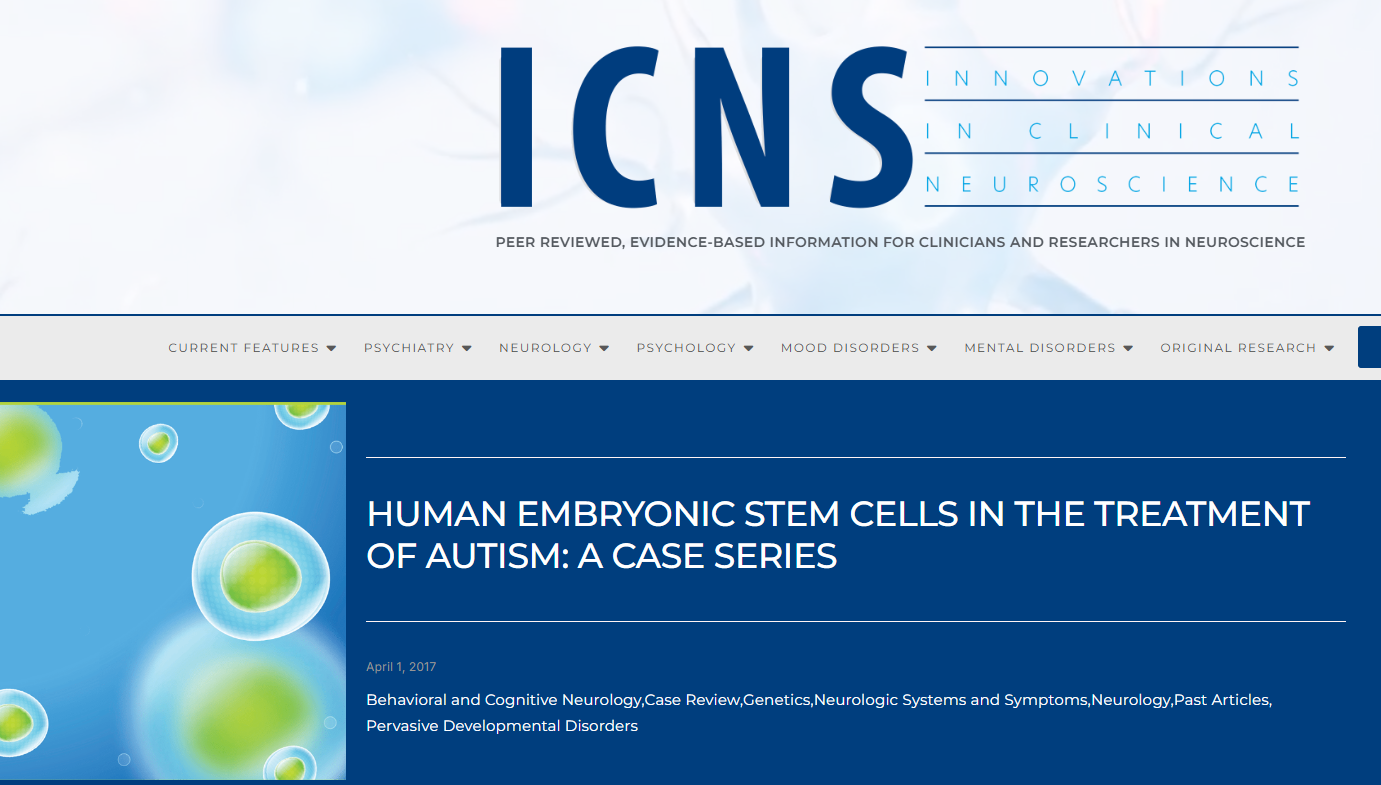 人類(lèi)胚胎干細胞治療自閉癥：病例系列