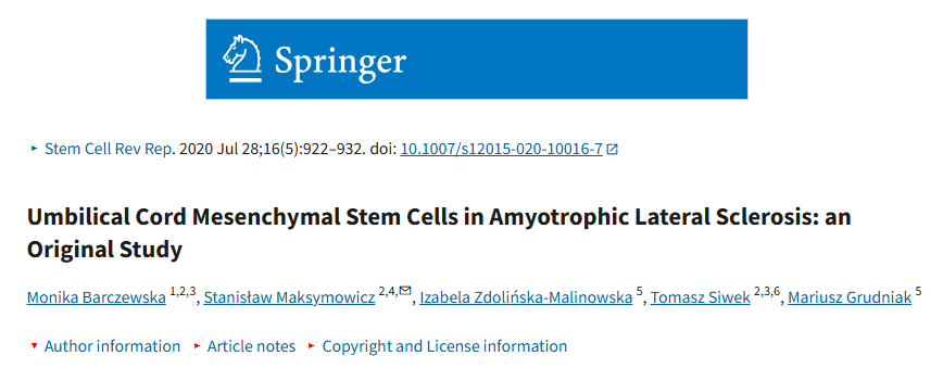臍帶間充質(zhì)干細胞在肌萎縮側索硬化癥中的應用:一項原創(chuàng )研究 臍帶間充質(zhì)干細胞在肌萎縮側索硬化癥中的應用:一項原創(chuàng )研究
