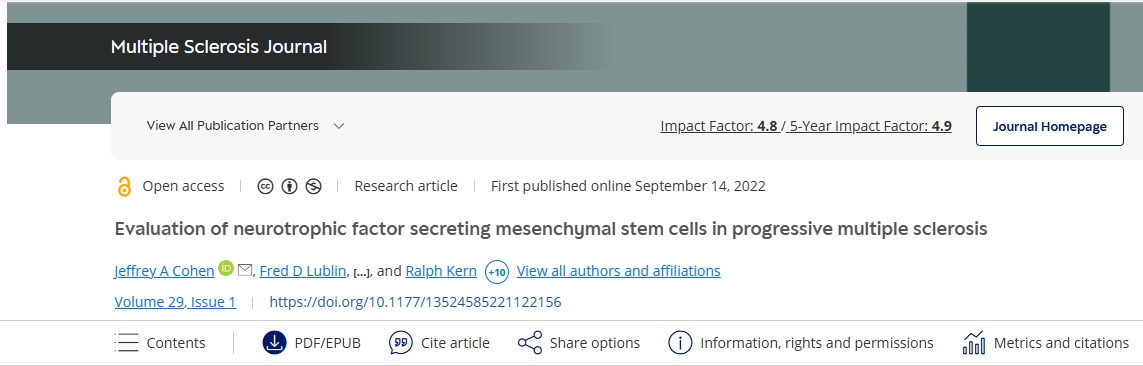 神經(jīng)營(yíng)養因子分泌間充質(zhì)干細胞在進(jìn)行性多發(fā)性硬化癥中的評價(jià)