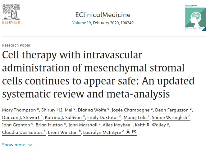間充質(zhì)基質(zhì)細胞血管內給藥的細胞療法仍然被認為是安全的：最新的系統評價(jià)和薈萃分析
