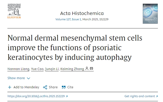 正常真皮間充質(zhì)干細胞通過(guò)誘導自噬改善銀屑病角質(zhì)形成細胞的功能