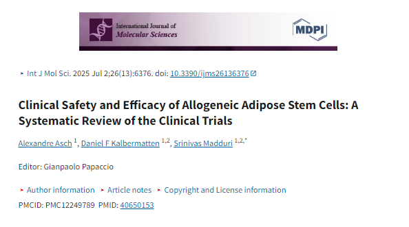 同種異體脂肪干細胞的臨床安全性和有效性：臨床試驗的系統評價(jià)