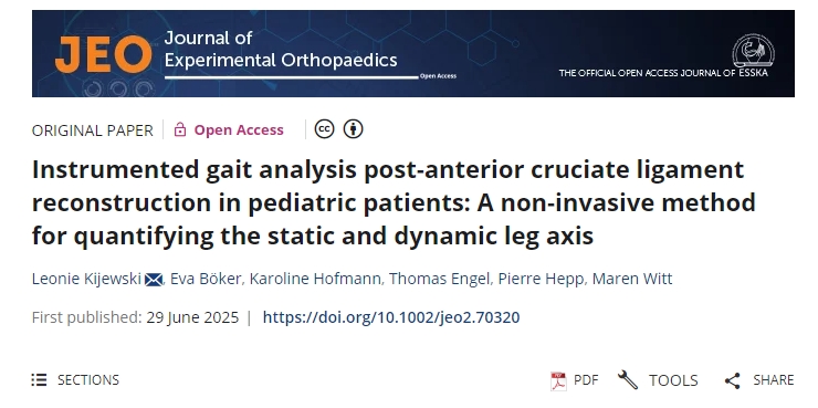 兒童患者前交叉韌帶重建術(shù)后儀器步態(tài)分析：一種量化靜態(tài)和動(dòng)態(tài)腿軸的非侵入性方法