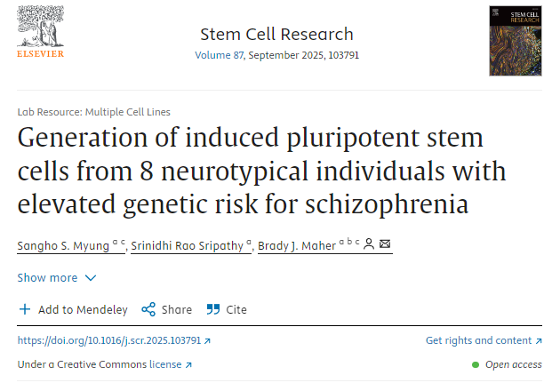 從8名具有精神分裂癥遺傳風(fēng)險升高的神經(jīng)正常個(gè)體中生成誘導多能干細胞