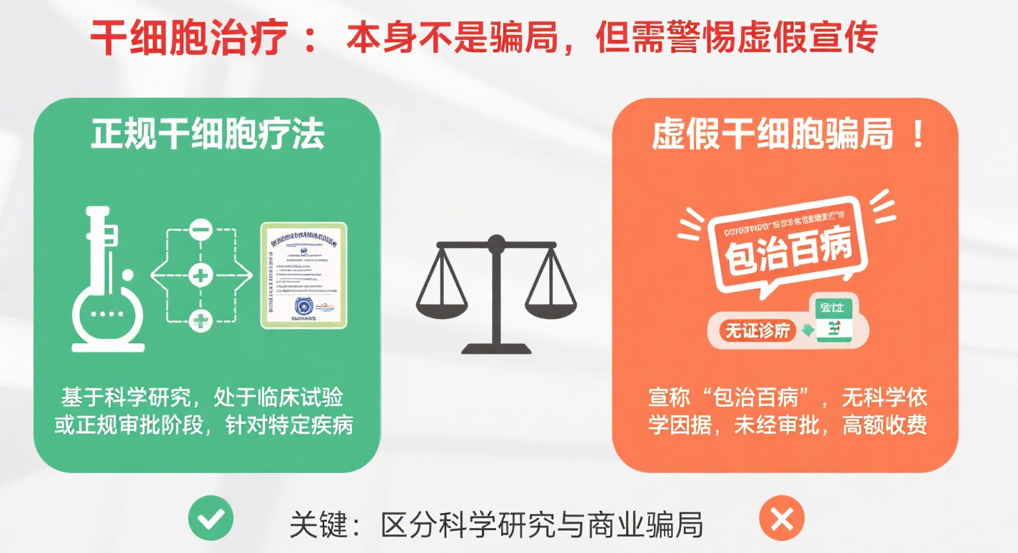 干細胞療法本身不是騙局，但市面上很多打著(zhù)干細胞旗號的治療可能是騙局。