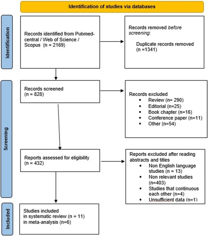 圖1：PRISMA流程圖——納入和排除標準的研究選擇。