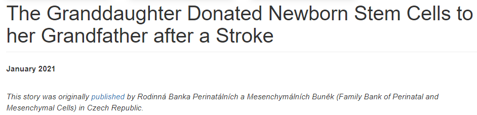 中風(fēng)后，孫女向祖父捐贈了新生兒干細胞