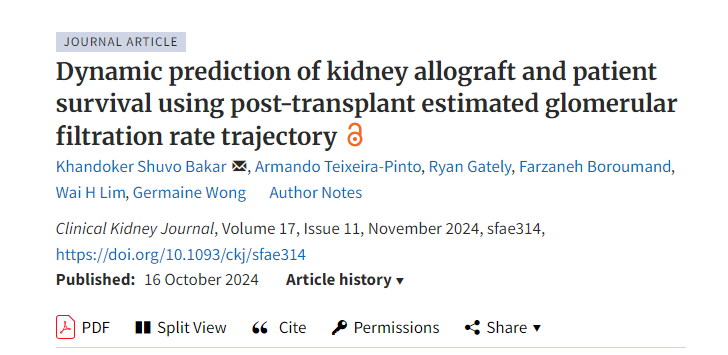 利用移植后估計腎小球濾過(guò)率軌跡動(dòng)態(tài)預測腎移植和患者生存率