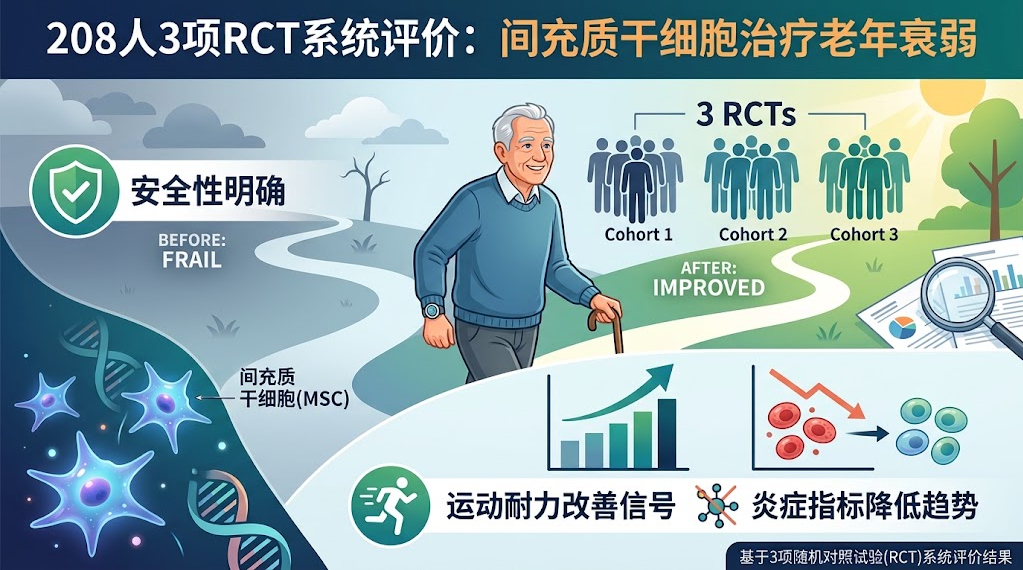 間充質(zhì)干細胞治療老年衰弱：3項研究208人揭示安全性證據與功能改善趨勢