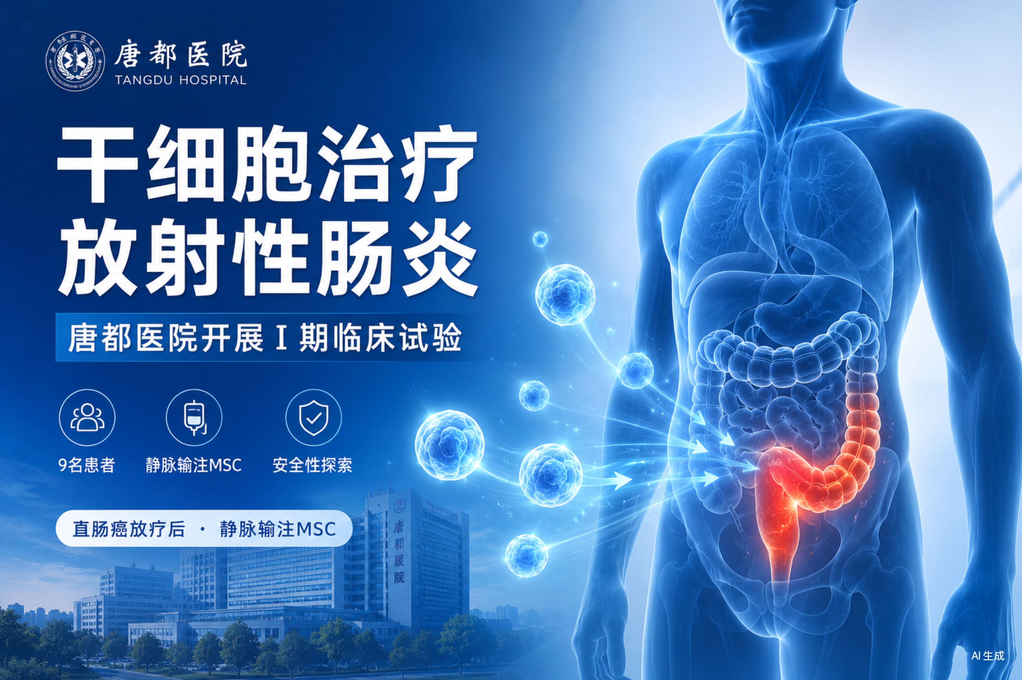 唐都醫院?jiǎn)?dòng)干細胞治療放射性直腸炎Ⅰ期臨床研究：9例患者、3個(gè)劑量組